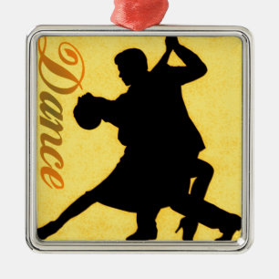 Silhouette Dancing Couple Metal Tree Decoration
