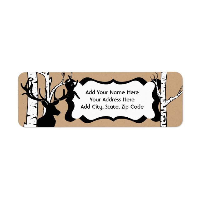 Silhouette Deer Birch Forest Address Labels (Front)
