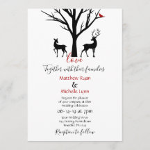 Silhouette Deer Couple in Love Winter Wedding