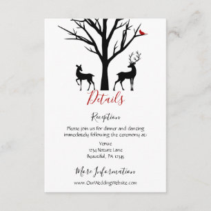 Silhouette Deer Couple Winter Love Wedding Details Enclosure Card