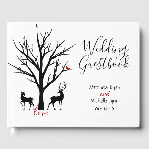 Silhouette Deer Couple Winter Love Wedding Guest Book
