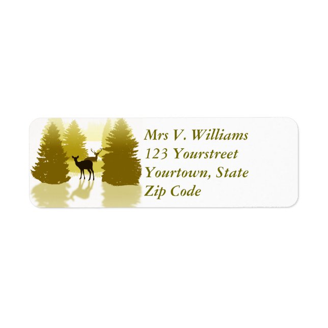 Silhouette Deer Forest Return Address Label (Front)