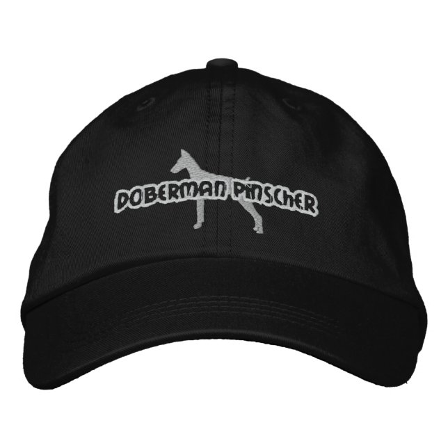 Silhouette Doberman Pinscher Embroidered Hat (Front)
