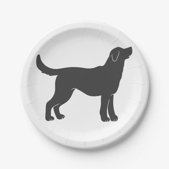 Silhouette dog standing - Choose background color Paper Plate (Front)
