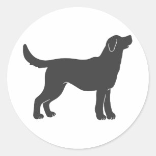 Silhouette dog standing - Choose background colour Classic Round Sticker