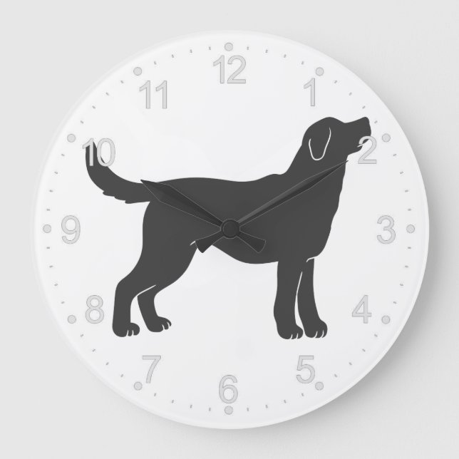 Silhouette dog standing - Choose background colour Large Clock (Front)