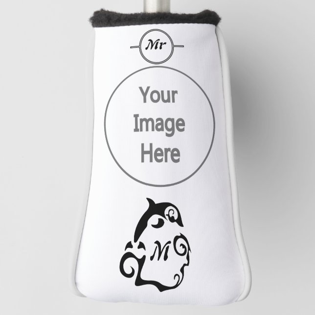 Silhouette Dolphin in a Black Sea Wave Golf Head Cover (Rotate 90)