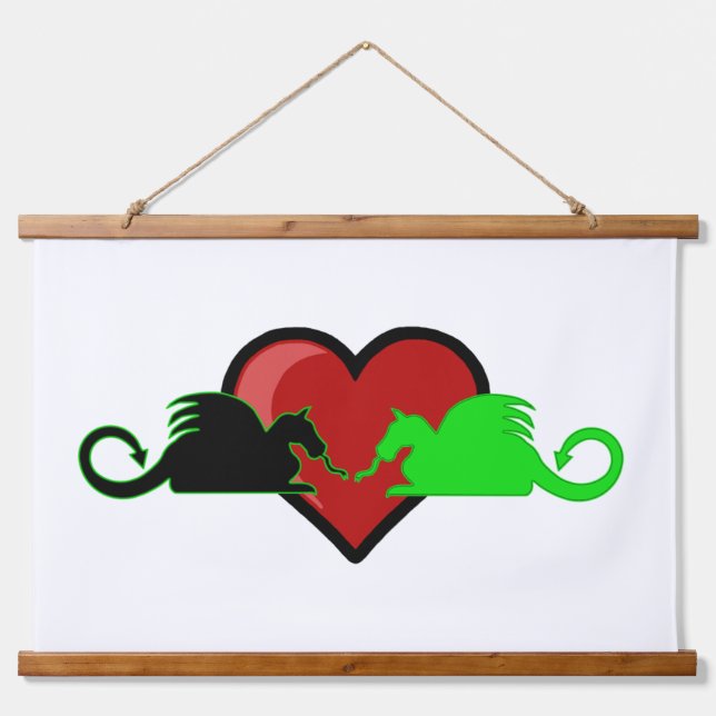 Silhouette Dragon Love  Hanging Tapestry (Front)