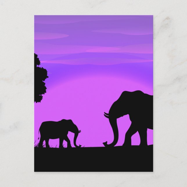 Silhouette Elephants Postcard (Front)