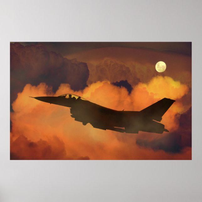 Silhouette F-16 Fighter Jet Poster (Front)