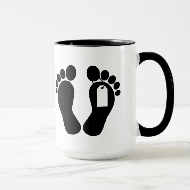 Silhouette Feet with Toe Tag Mug (Right)