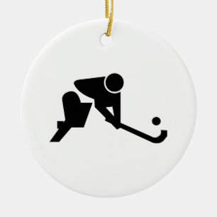 Silhouette Field Hockey Ceramic Tree Decoration