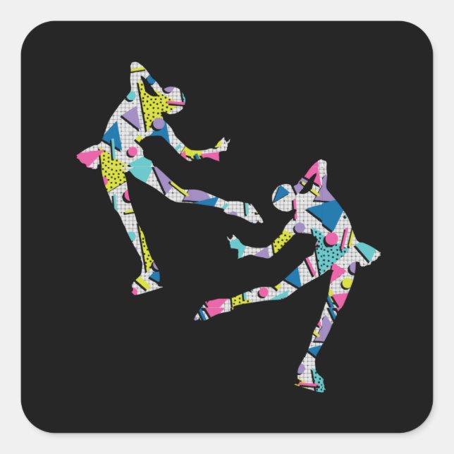 Silhouette Figure Skating Skater Square Sticker (Front)