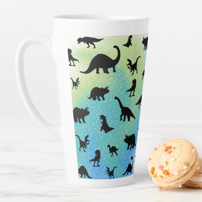 silhouette fish shark whale gradient galaxy space latte mug (In Situ)