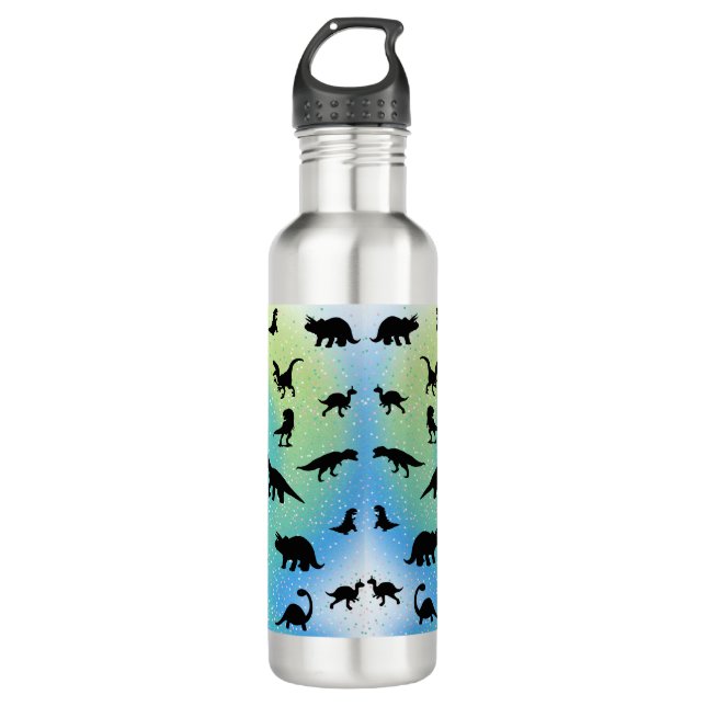 silhouette fish shark whale gradient Sparkle galax 710 Ml Water Bottle (Front)