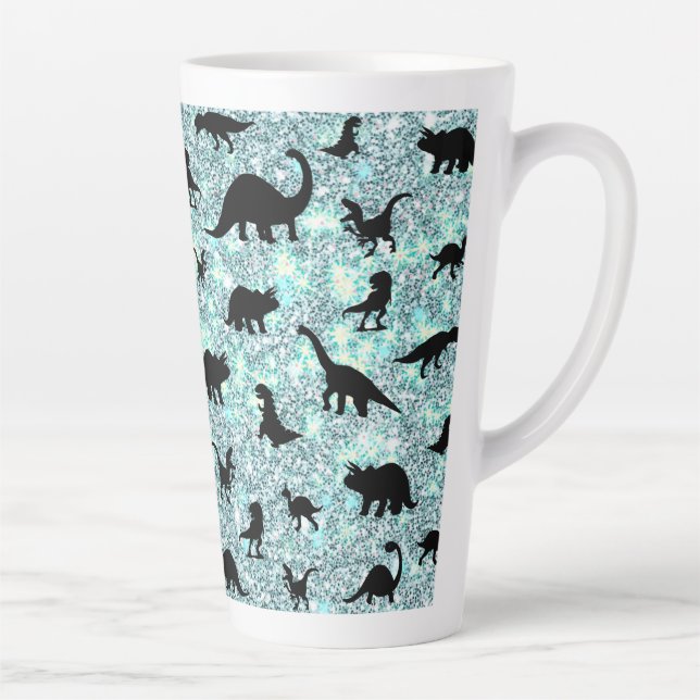 silhouette fish shark whale gradient Sparkle galax Latte Mug (Right)
