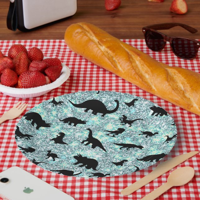 silhouette fish shark whale gradient Sparkle galax Paper Plate (Picnic)
