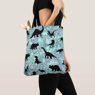 silhouette fish shark whale on gradient galaxy tote bag