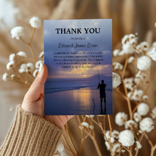 Silhouette Fisherman, Sunset and Ocean Thank You