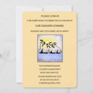 Silhouette Full Moon Sailing Birthday Invitation