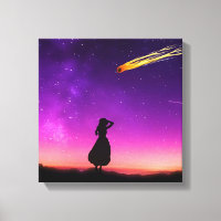 Silhouette Girl Watches Meteor Crash To Earth