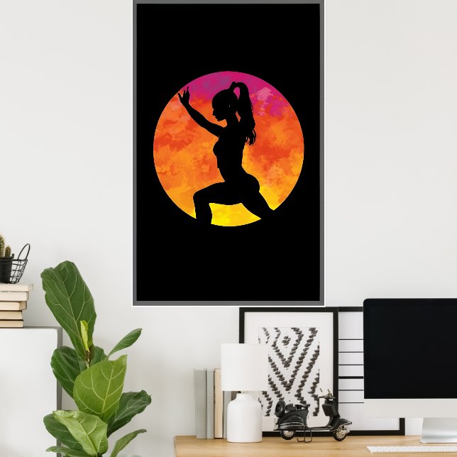silhouette girl workout moon poster (Home Office)