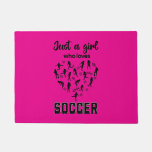Silhouette girls playing Soccer Doormat