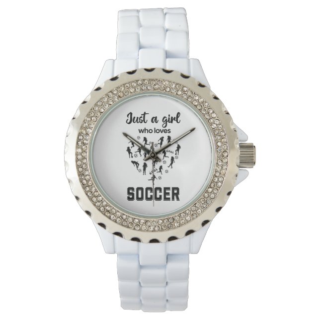 Silhouette girls playing Soccer  Watch (Front)