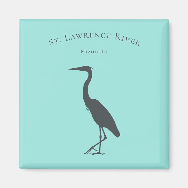 silhouette Great Blue Heron standing personalised Magnet (Front)