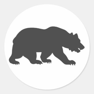 Silhouette grizzly bear-Choose background colour Classic Round Sticker
