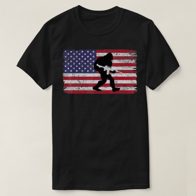 Silhouette Gun US American Flag USA for GunOwners  T-Shirt (Design Front)