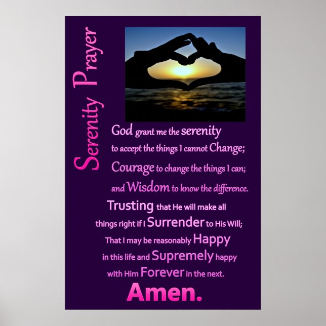 Silhouette Hands The Serenity Prayer Poster (Front)