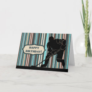 Silhouette Hockey Player Happy Birthday Card
