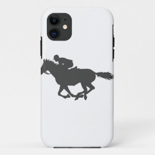 Silhouette horse jockey - Choose background colour iPhone 11 Case