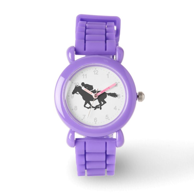 Silhouette horse jockey - Choose background colour Watch (Front)