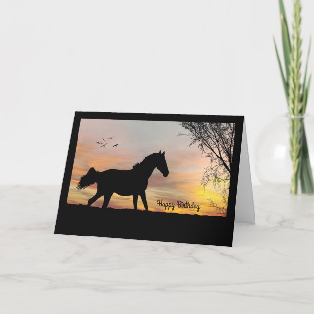 Silhouette Horse w/ Sunset Birthday Card (Front)