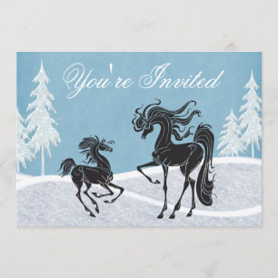 Silhouette Horse Winter Baby Shower Invitation