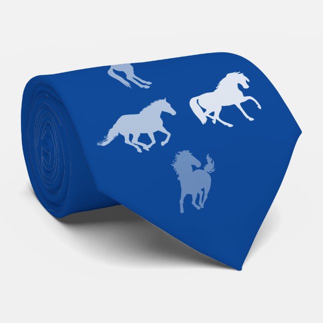 Silhouette Horses | Deep Blue Tie (Rolled)