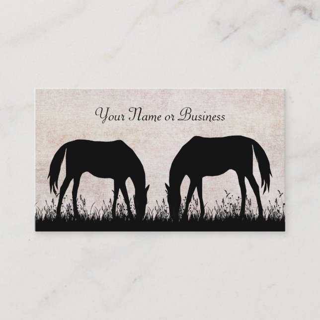 Silhouette Horses Grazing Business or Personal Calling Card (Front)
