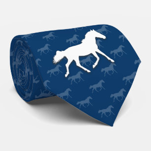 Silhouette Horses Pattern   Blue Tie
