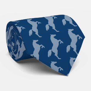 Silhouette Horses Pattern   Blue Tie