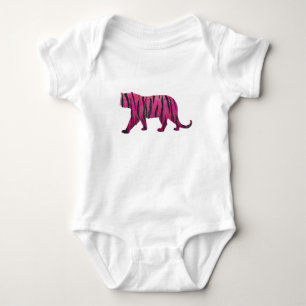 Silhouette Hot Pink and Black Tiger Baby Bodysuit