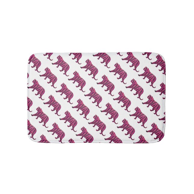 Silhouette Hot Pink and Black Tiger Bath Mat (Front)