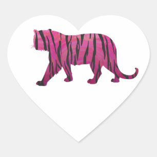 Silhouette Hot Pink and Black Tiger Heart Sticker