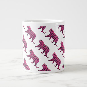Silhouette Hot Pink and Black Tiger Large Coffee Mug