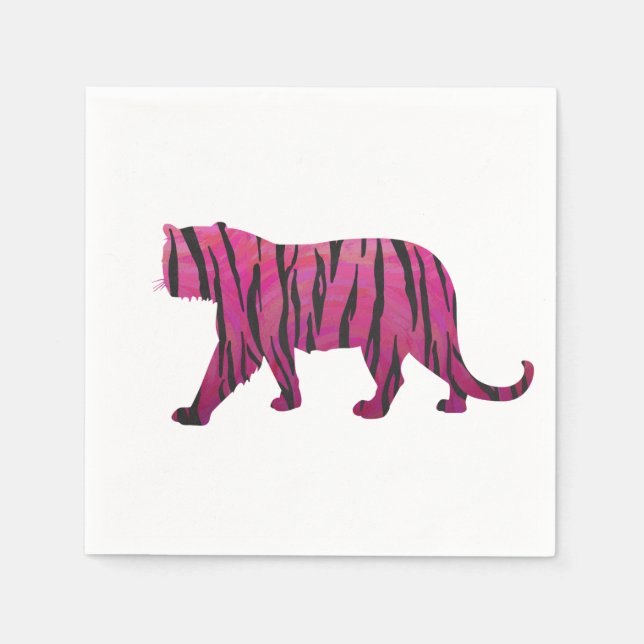 Silhouette Hot Pink and Black Tiger Napkin (Front)