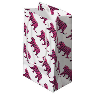Silhouette Hot Pink and Black Tiger Small Gift Bag