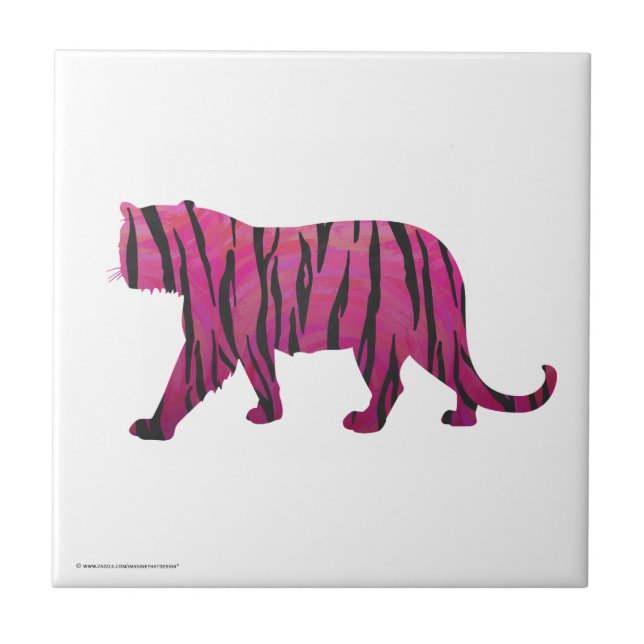 Silhouette Hot Pink and Black Tiger Tile (Front)