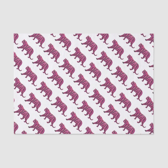 Silhouette Hot Pink and Black Tiger Tissue Paper (Front)