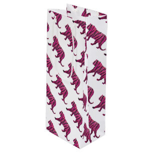 Silhouette Hot Pink and Black Tiger Wine Gift Bag